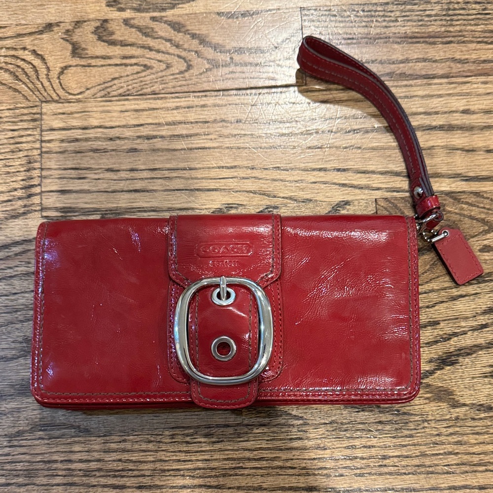 Coach Cherry Red Leather Wristlet